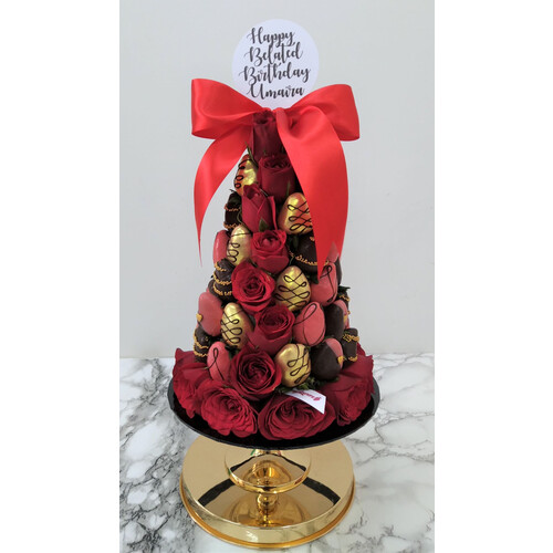 30cm Gold Red Cupid Strawberry Tower (Medium)